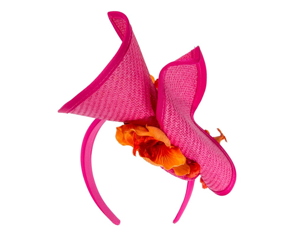 Fuchsia & Orange spring racing fascinator with orchid - Hats From OZ Fuchsia & Orange spring racing fascinator with orchid - Image 6