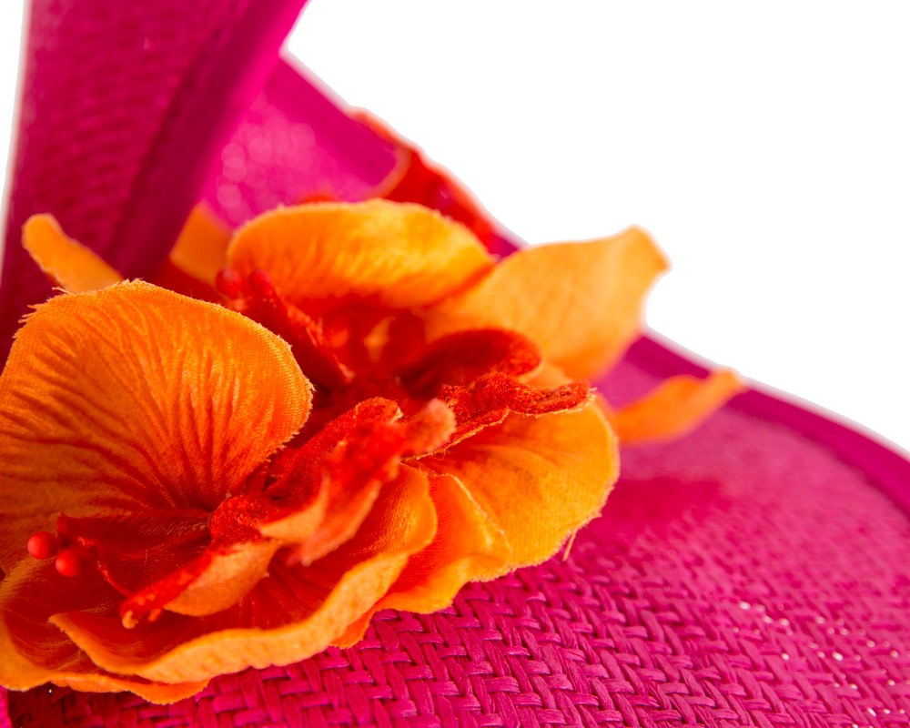 Fuchsia & Orange spring racing fascinator with orchid - Hats From OZ Fuchsia & Orange spring racing fascinator with orchid - Image 5