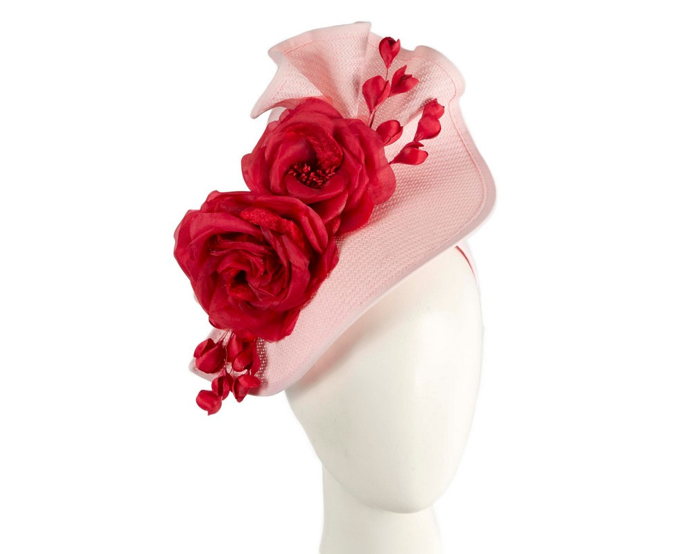 Pink & red racing fascinator by Fillies Collection - Hats From OZ | S315PIR Pink & red racing fascinator by Fillies Collection - Hats From OZ
