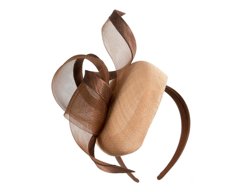Nude & Coffee pillbox fascinator by Fillies Collection - Hats From OZ Nude & Coffee pillbox fascinator by Fillies Collection - Image 2