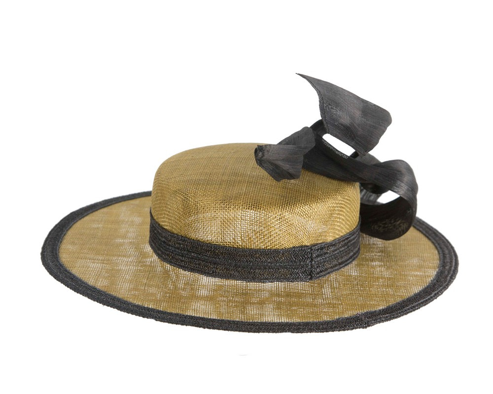 Exclusive olive & black straw boater hat by Believera - Hats From OZ Exclusive olive & black straw boater hat by Believera - Image 6