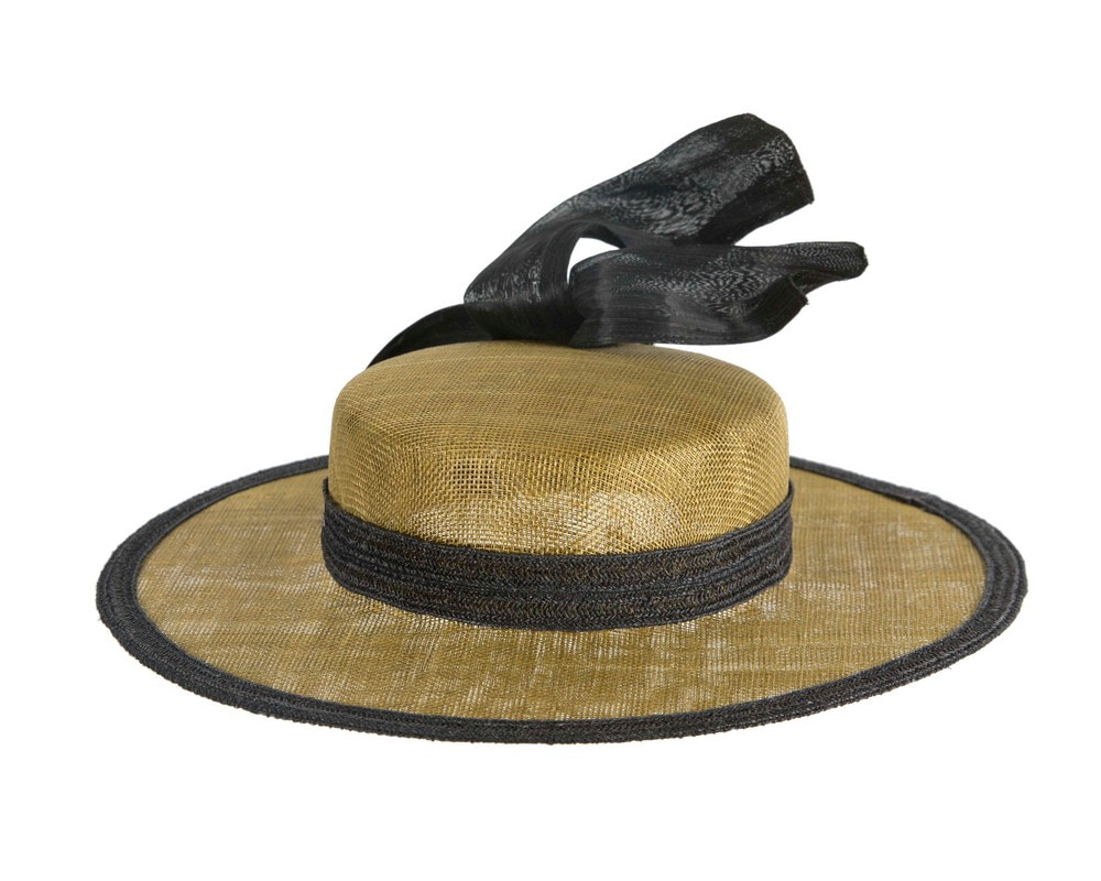 Exclusive olive & black straw boater hat by Believera - Hats From OZ Exclusive olive & black straw boater hat by Believera - Image 4