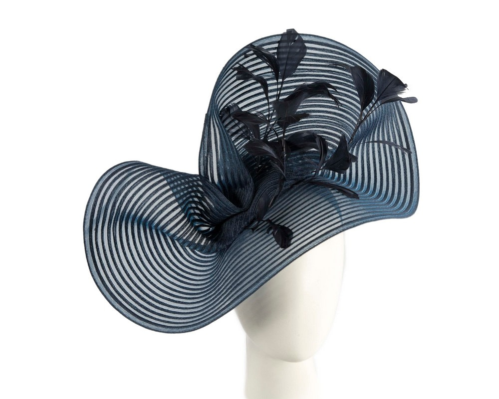 Large navy fascinator by Cupids Millinery - Hats From OZ Large navy fascinator by Cupids Millinery