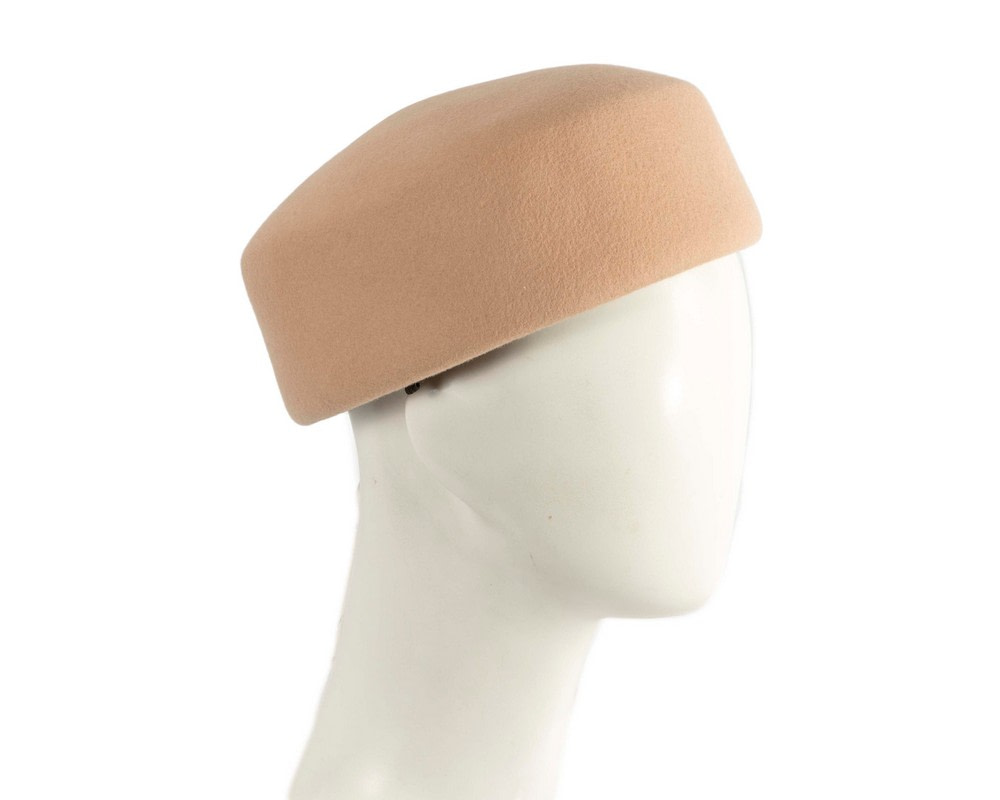 Large beige felt pillbox hat - Hats From OZ