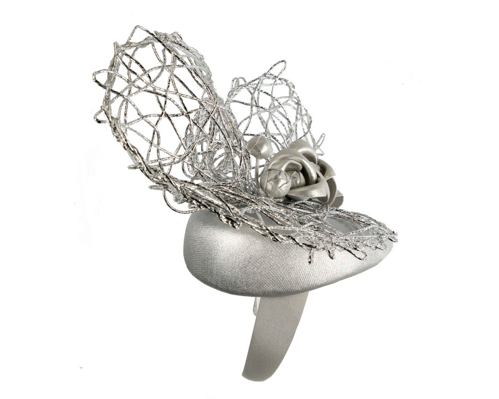 Exclusive silver pillbox fascinator by Cupids Millinery - Hats From OZ Exclusive silver pillbox fascinator by Cupids Millinery - Image 3