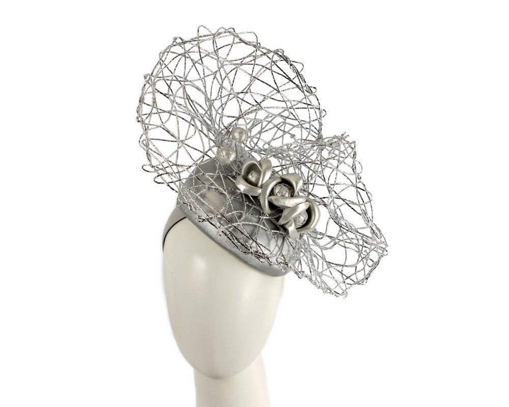 Exclusive silver pillbox fascinator by Cupids Millinery - Hats From OZ