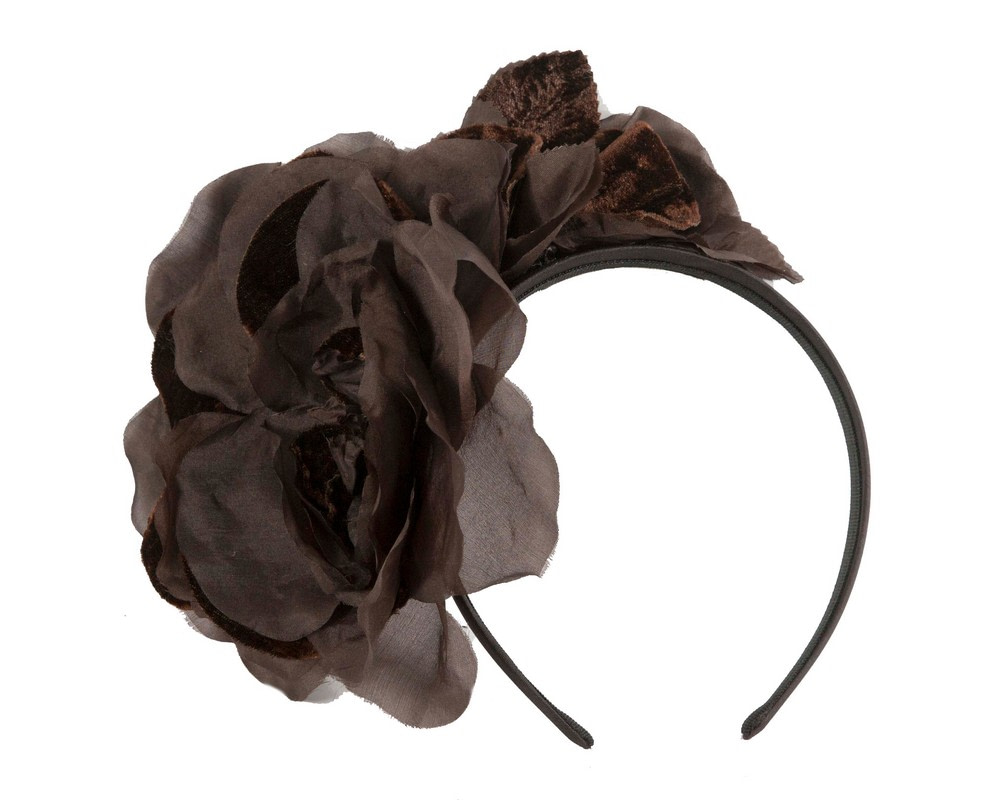 Large chocolate flower fascinator headband by Cupids Millinery - Hats From OZ Large chocolate flower fascinator headband by Cupids Millinery - Image 2