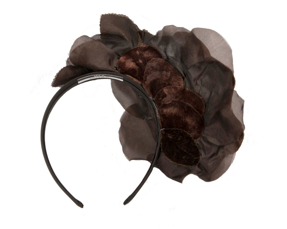 Large chocolate flower fascinator headband by Cupids Millinery - Hats From OZ Large chocolate flower fascinator headband by Cupids Millinery - Image 4