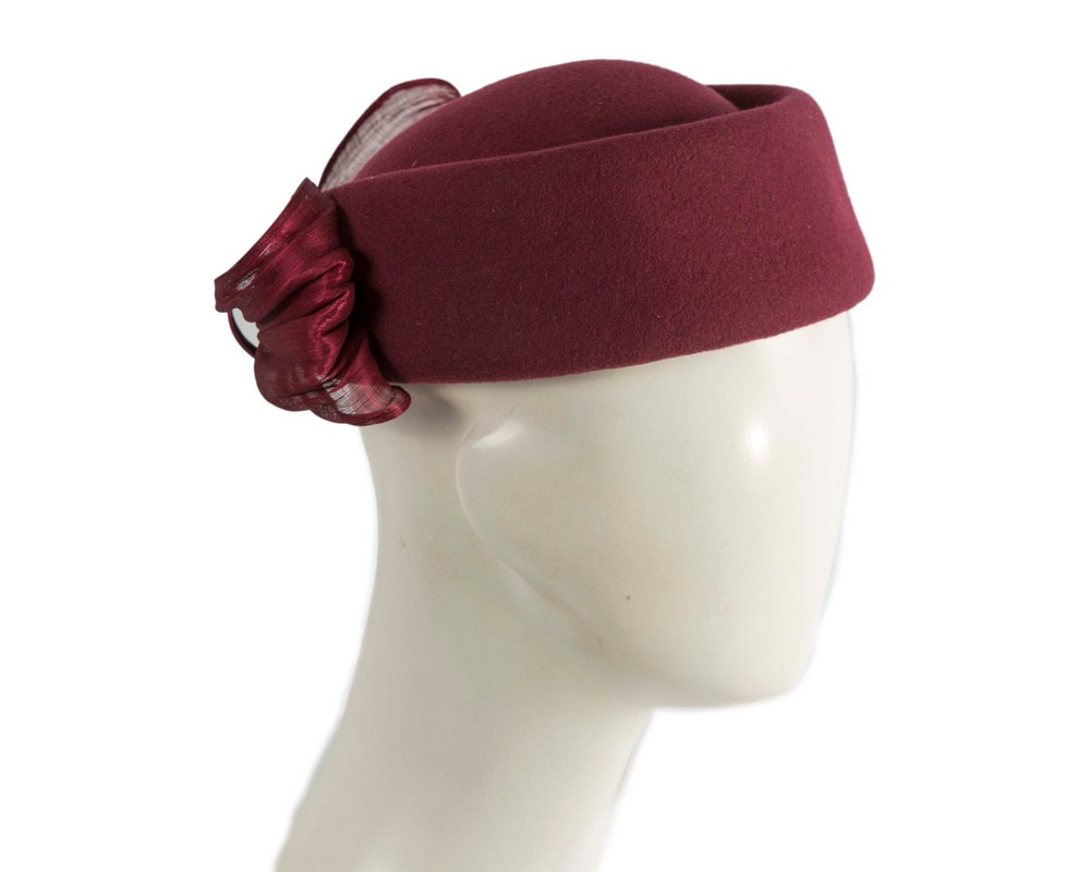Wine Jackie Onassis style felt beret by Fillies Collection - Hats From OZ Wine Jackie Onassis style felt beret by Fillies Collection