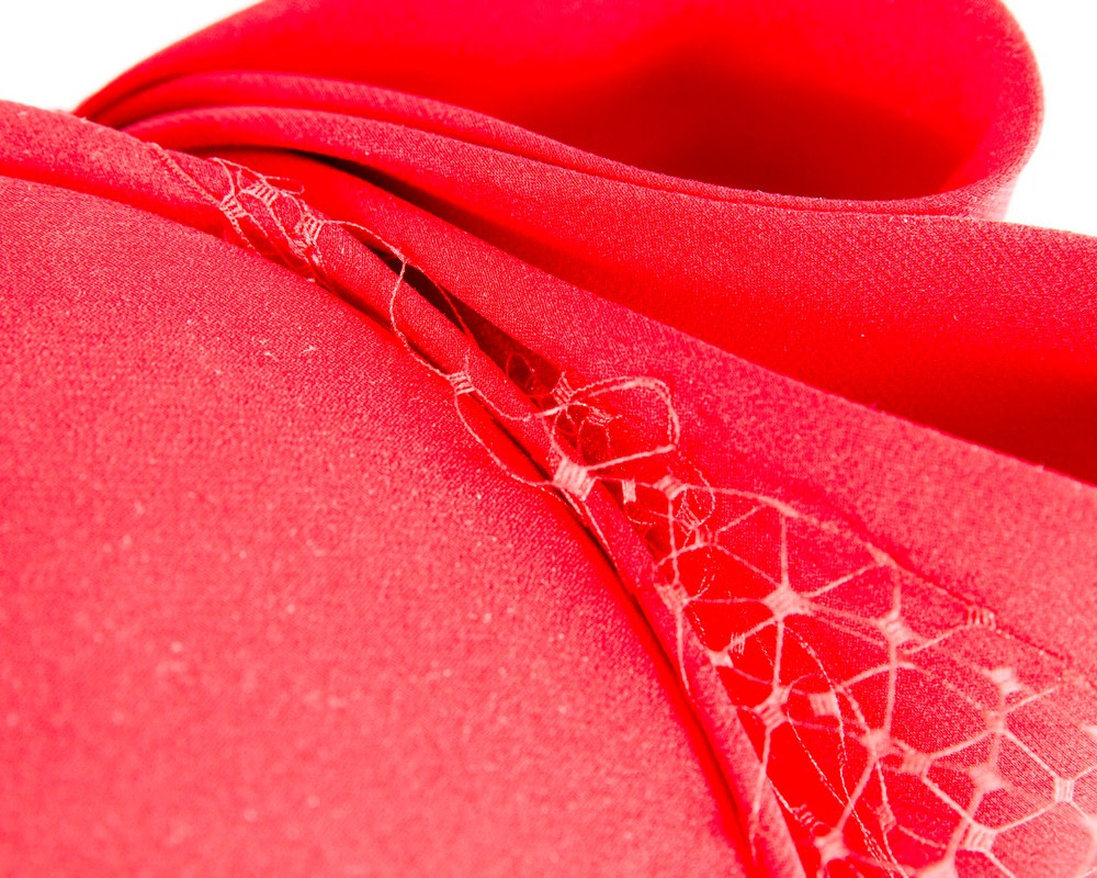 Exclusive large red pillbox hat with veil by Cupids Millinery - Hats From OZ Exclusive large red pillbox hat with veil by Cupids Millinery - Image 5