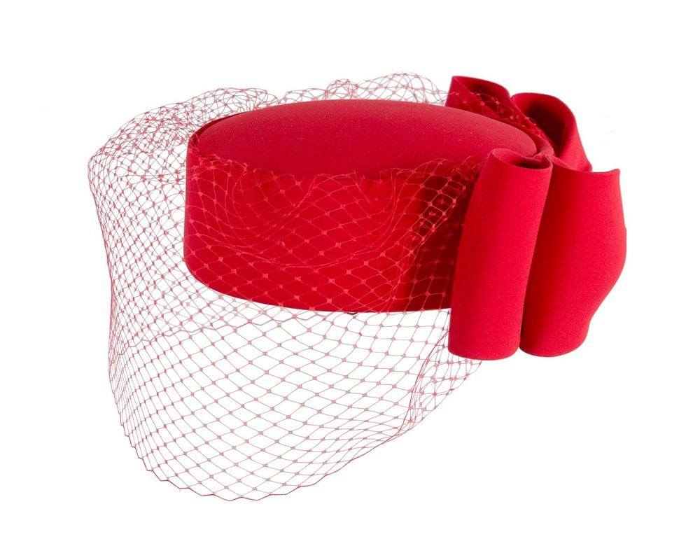 Exclusive large red pillbox hat with veil by Cupids Millinery - Hats From OZ Exclusive large red pillbox hat with veil by Cupids Millinery - Image 3