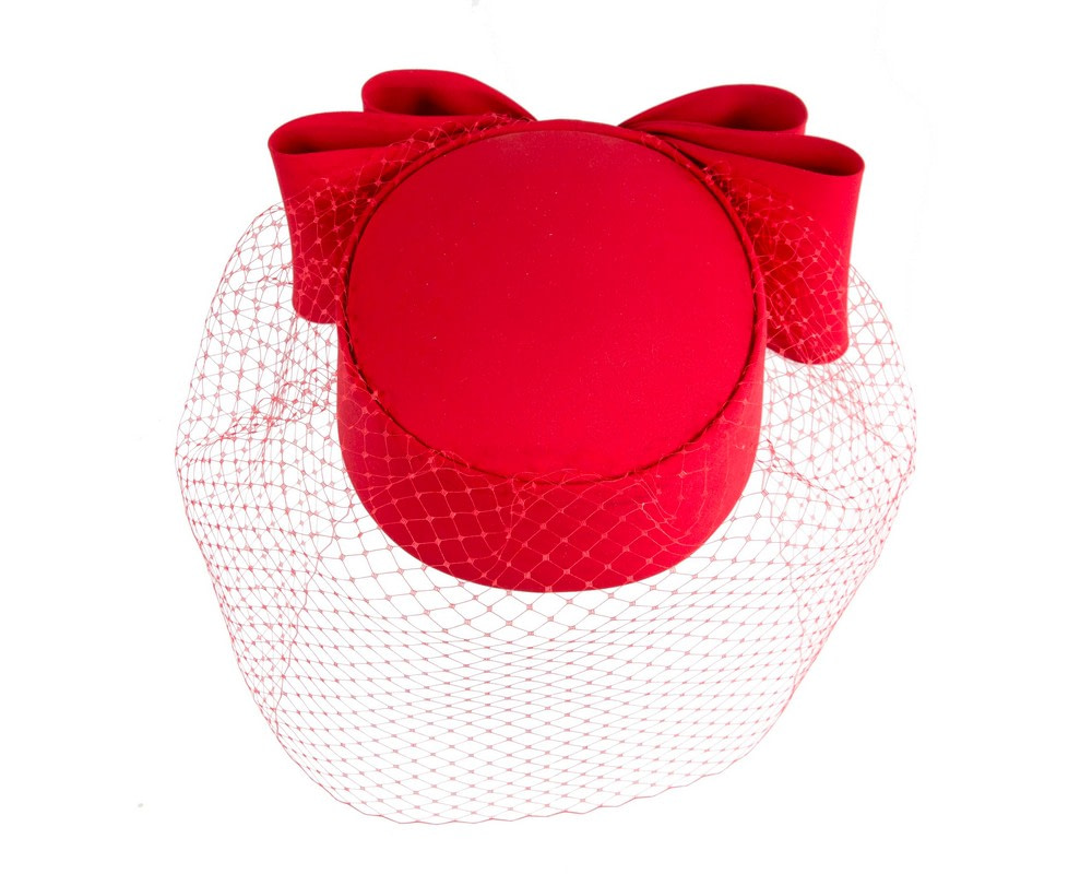 Exclusive large red pillbox hat with veil by Cupids Millinery - Hats From OZ Exclusive large red pillbox hat with veil by Cupids Millinery - Image 2