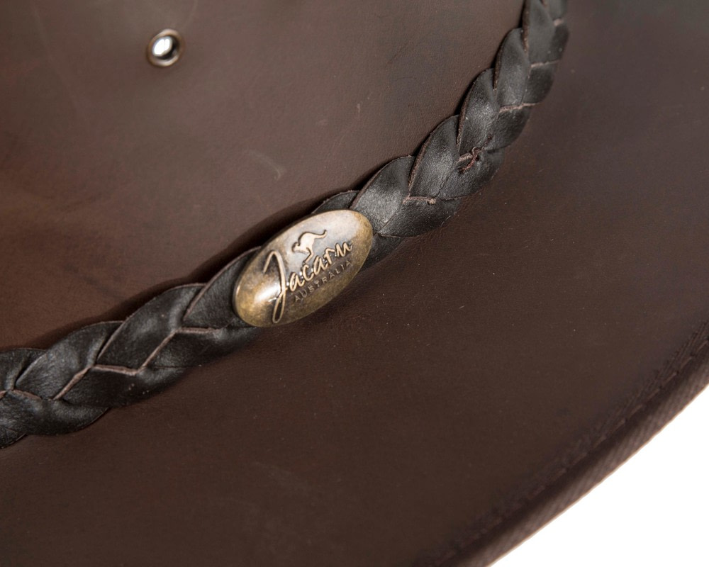 Brown Australian Buffalo Leather Bush Outback Jacaru Hat - Hats From OZ Brown Australian Buffalo Leather Bush Outback Jacaru Hat - Image 5