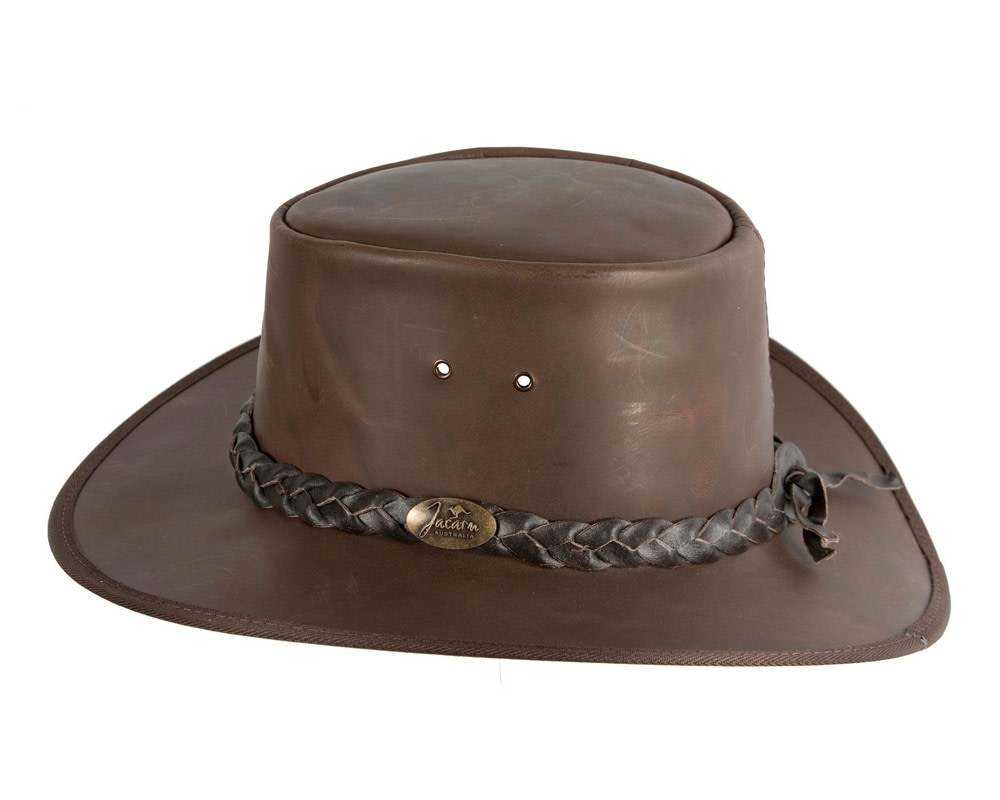 Brown Australian Buffalo Leather Bush Outback Jacaru Hat - Hats From OZ Brown Australian Buffalo Leather Bush Outback Jacaru Hat - Image 4