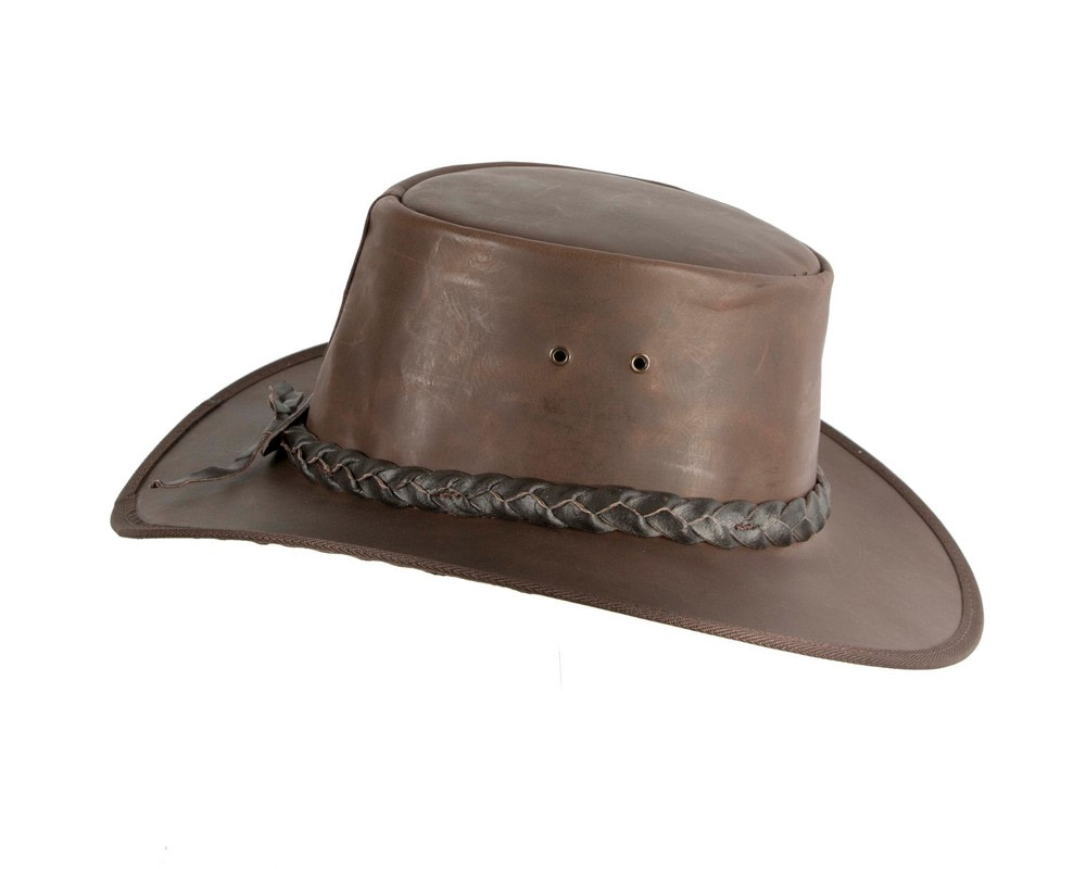 Brown Australian Buffalo Leather Bush Outback Jacaru Hat - Hats From OZ Brown Australian Buffalo Leather Bush Outback Jacaru Hat - Image 3