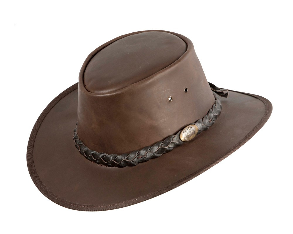 Brown Australian Buffalo Leather Bush Outback Jacaru Hat - Hats From OZ Brown Australian Buffalo Leather Bush Outback Jacaru Hat - Image 2
