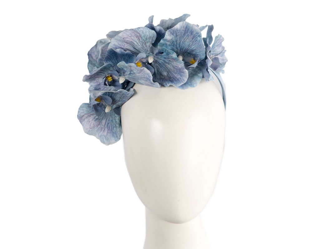 Bespoke denim blue orchid flower headband by Fillies Collection - Hats From OZ | CU391ADN Bespoke denim blue orchid flower headband by Fillies Collection - Hats From OZ