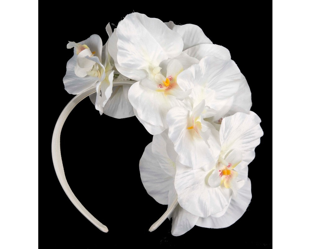Bespoke white orchid flower headband by Cupids Millinery - Hats From OZ Bespoke white orchid flower headband by Cupids Millinery - Image 4