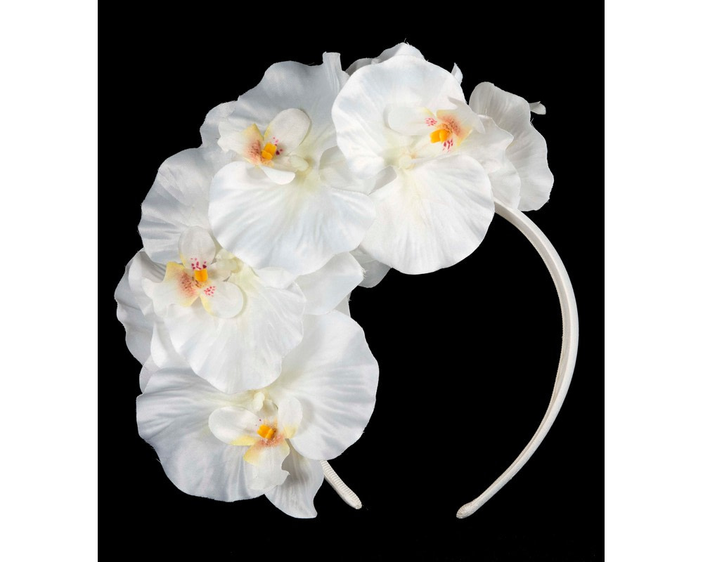 Bespoke white orchid flower headband by Cupids Millinery - Hats From OZ Bespoke white orchid flower headband by Cupids Millinery - Image 2