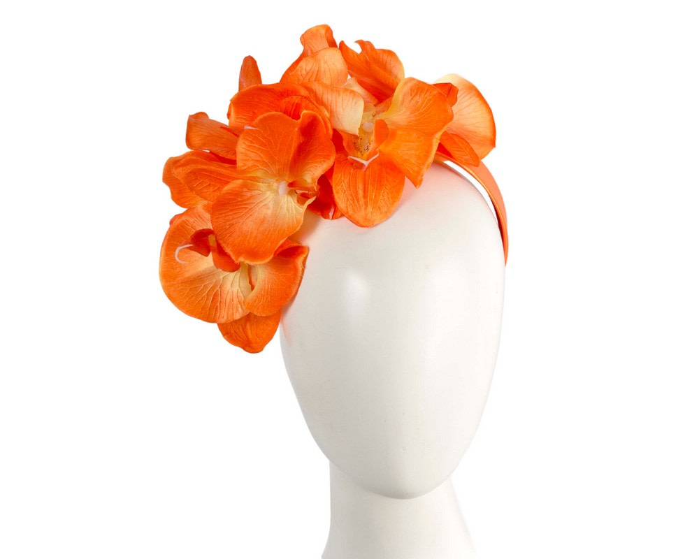 Bespoke orange orchid flower headband by Fillies Collection - Hats From OZ