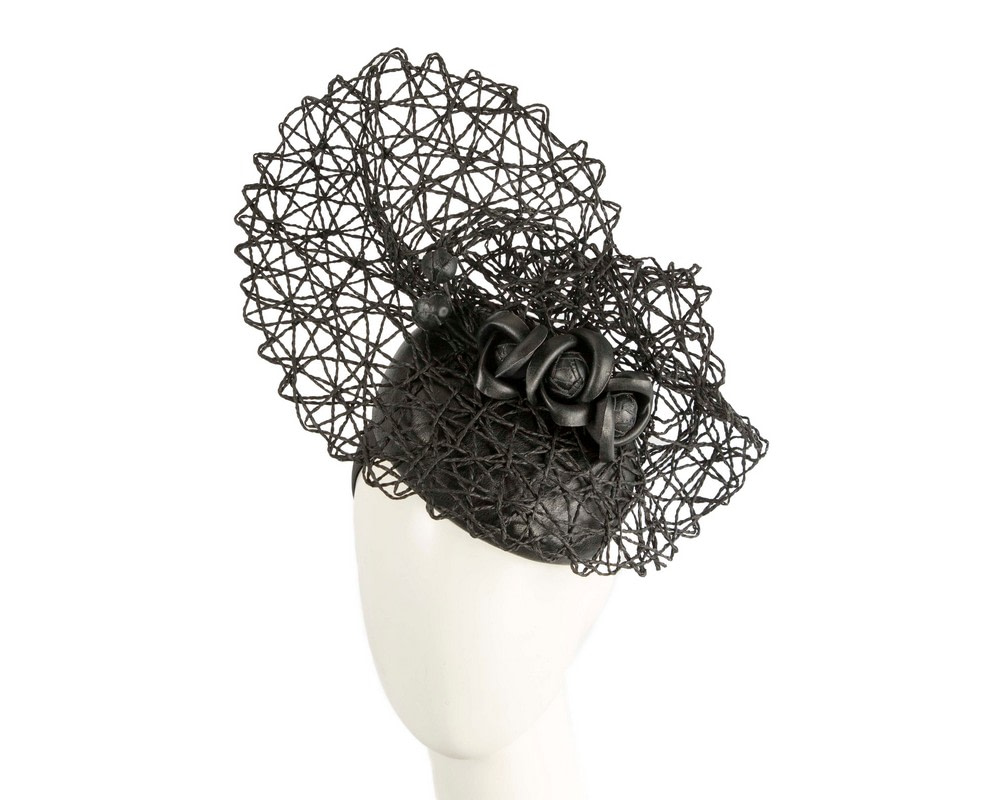 Exclusive black pillbox fascinator by Cupids Millinery - Hats From OZ | CU775B Exclusive black pillbox fascinator by Cupids Millinery - Hats From OZ