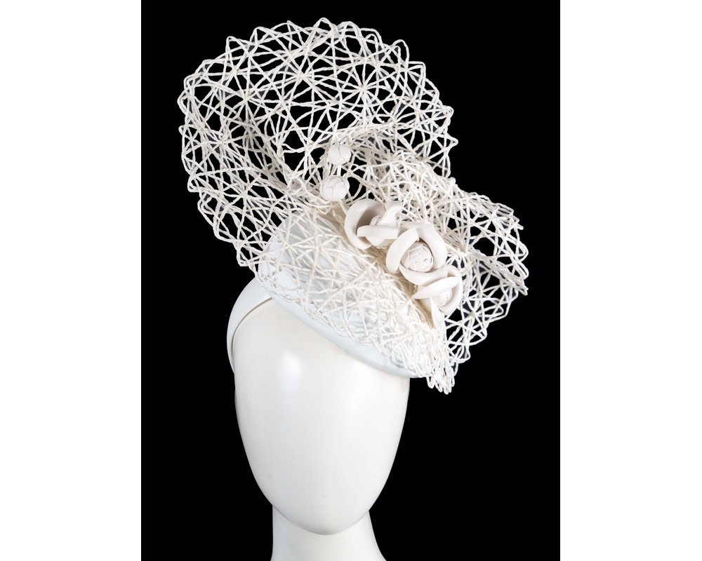 Exclusive white pillbox fascinator by Cupids Millinery - Hats From OZ | CU775WHT Exclusive white pillbox fascinator by Cupids Millinery - Hats From OZ