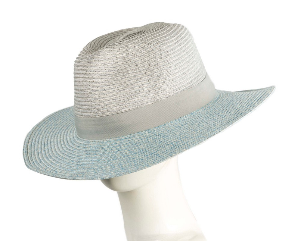 Unisex Two-tone Grey Fedora Wide Brim Summer Hat - Hats From OZ Unisex Two-tone Grey Fedora Wide Brim Summer Hat