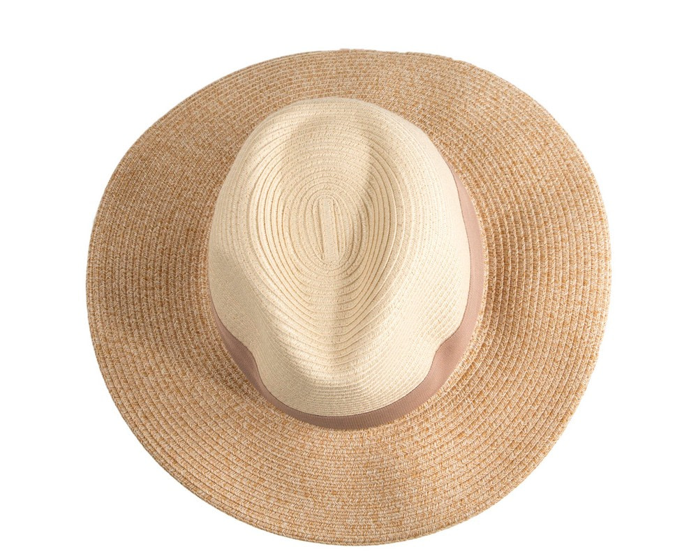 Unisex Two-tone Taupe Fedora Wide Brim Summer Hat - Hats From OZ Unisex Two-tone Taupe Fedora Wide Brim Summer Hat - Image 3