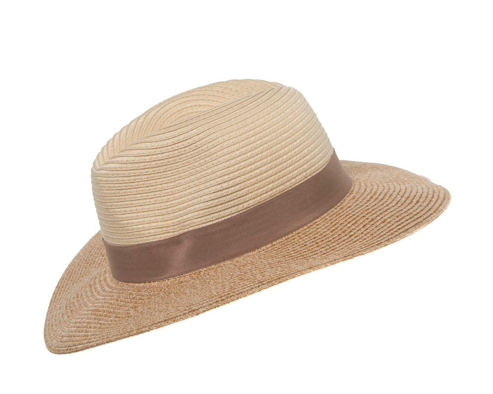 Unisex Two-tone Taupe Fedora Wide Brim Summer Hat - Hats From OZ Unisex Two-tone Taupe Fedora Wide Brim Summer Hat - Image 2