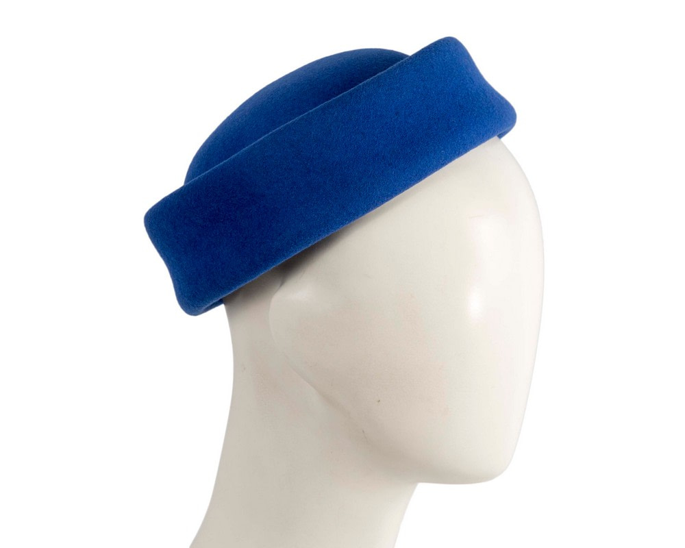 Large royal blue felt pillbox hat - Hats From OZ
