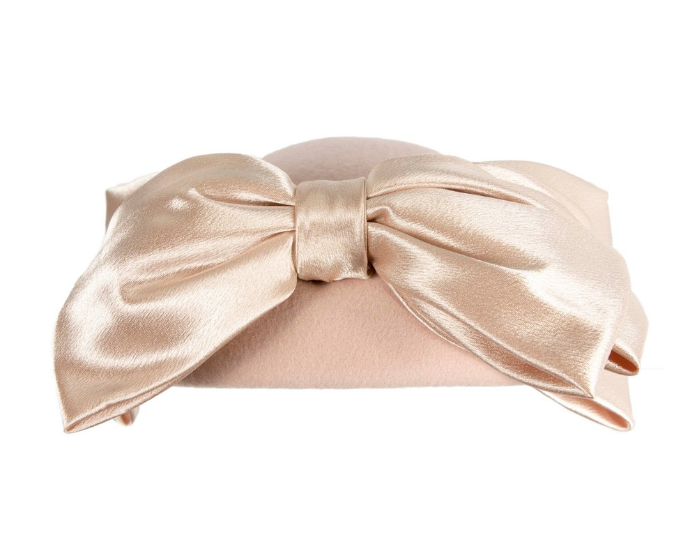 Beige felt beret with bow by Fillies Collection - Hats From OZ Beige felt beret with bow by Fillies Collection - Image 6