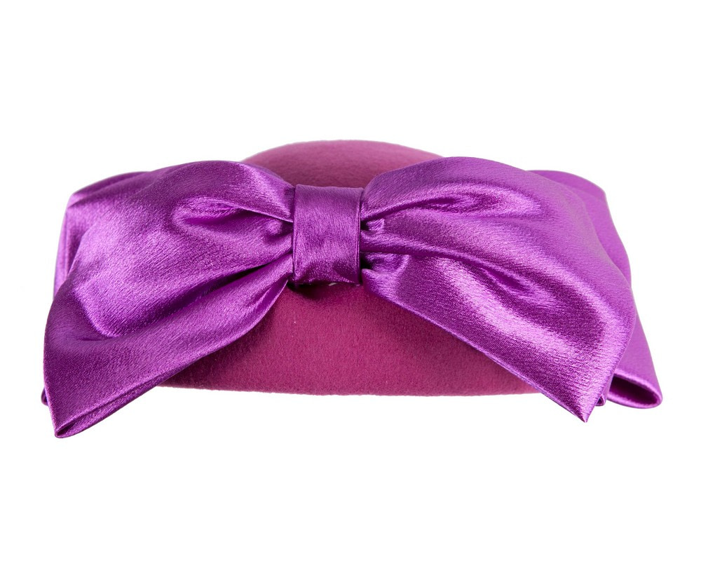 Fuchsia felt beret with bow by Fillies Collection - Hats From OZ Fuchsia felt beret with bow by Fillies Collection - Image 6