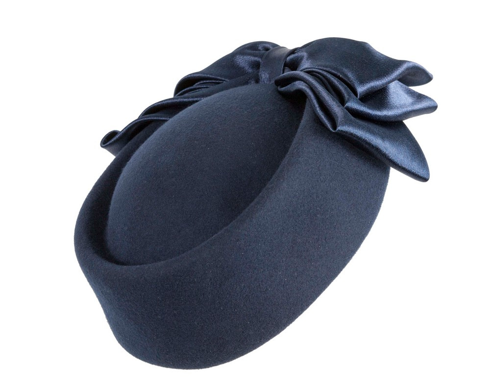 Navy felt beret with bow by Fillies Collection - Hats From OZ Navy felt beret with bow by Fillies Collection - Image 2