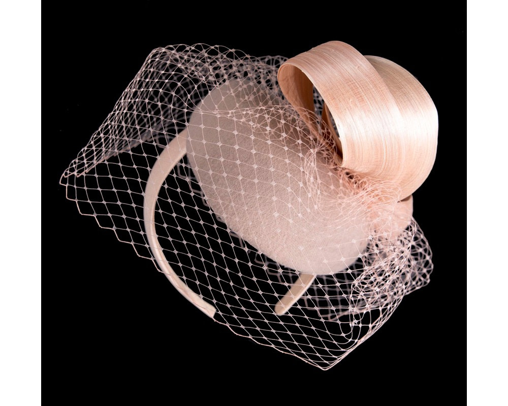 Nude winter pillbox with face veil by Fillies Collection - Hats From OZ Nude winter pillbox with face veil by Fillies Collection - Image 6