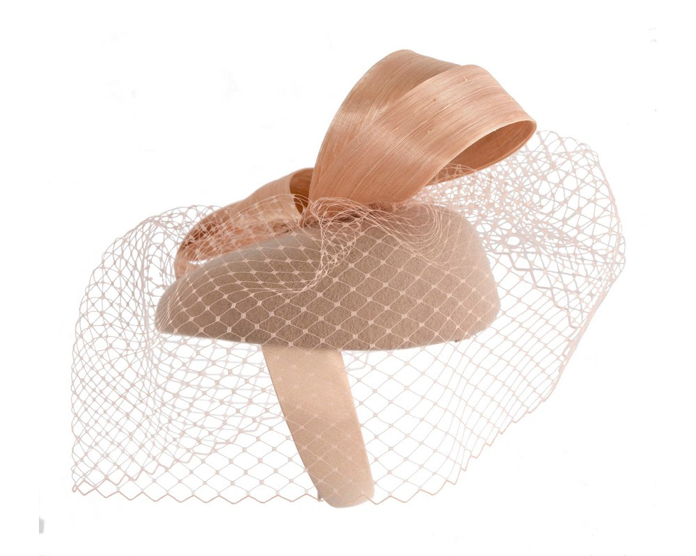 Nude winter pillbox with face veil by Fillies Collection - Hats From OZ Nude winter pillbox with face veil by Fillies Collection - Image 4