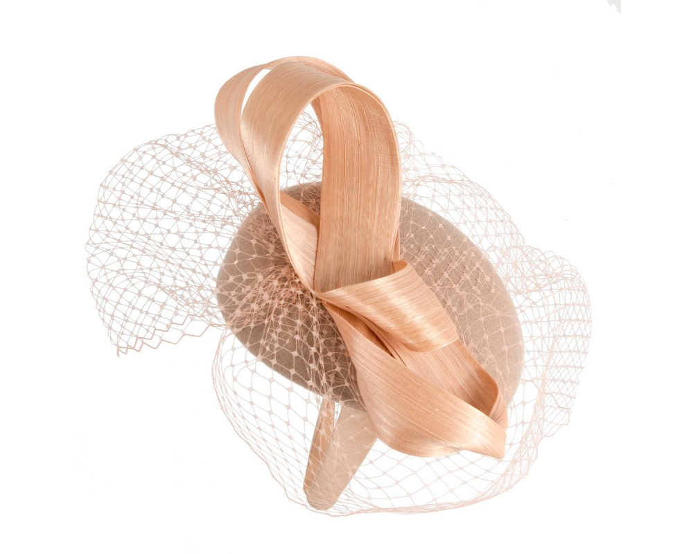 Nude winter pillbox with face veil by Fillies Collection - Hats From OZ Nude winter pillbox with face veil by Fillies Collection - Image 3