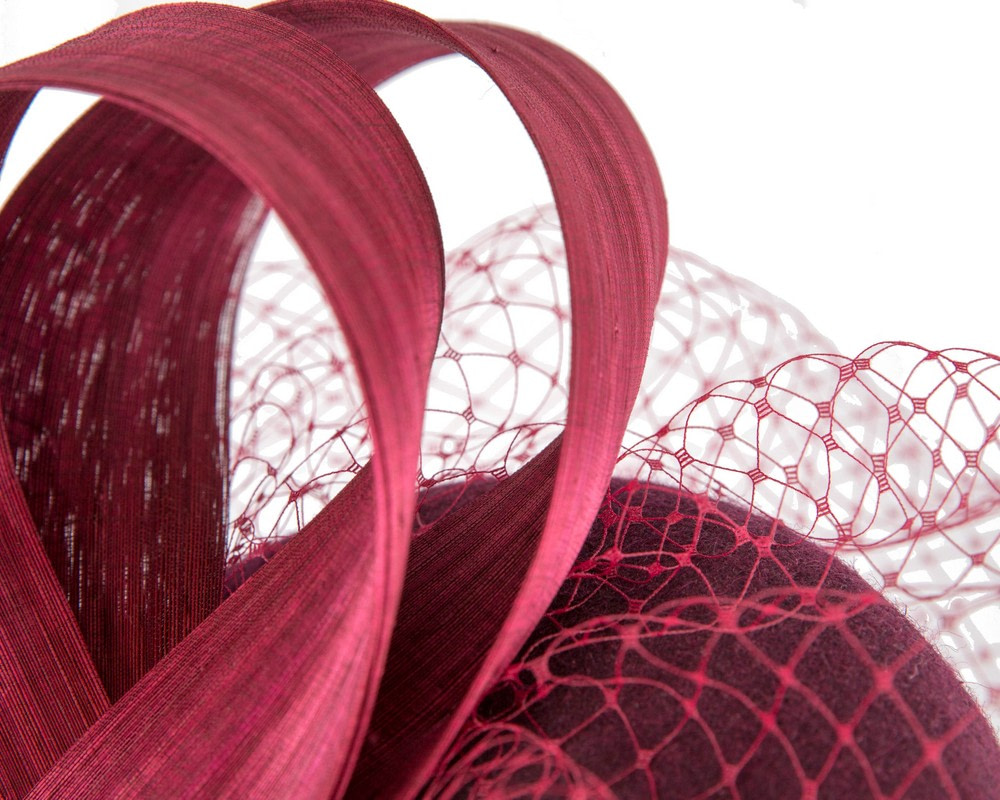 Burgundy winter pillbox with face veil by Fillies Collection - Hats From OZ Burgundy winter pillbox with face veil by Fillies Collection - Image 3
