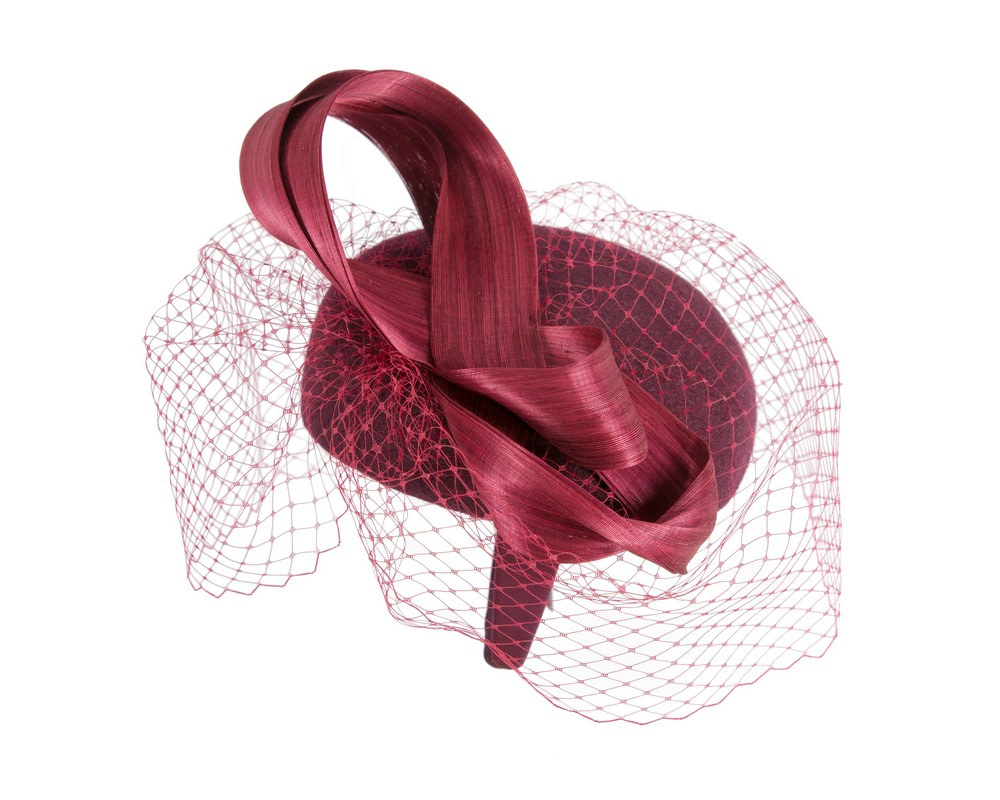 Burgundy winter pillbox with face veil by Fillies Collection - Hats From OZ Burgundy winter pillbox with face veil by Fillies Collection - Image 4