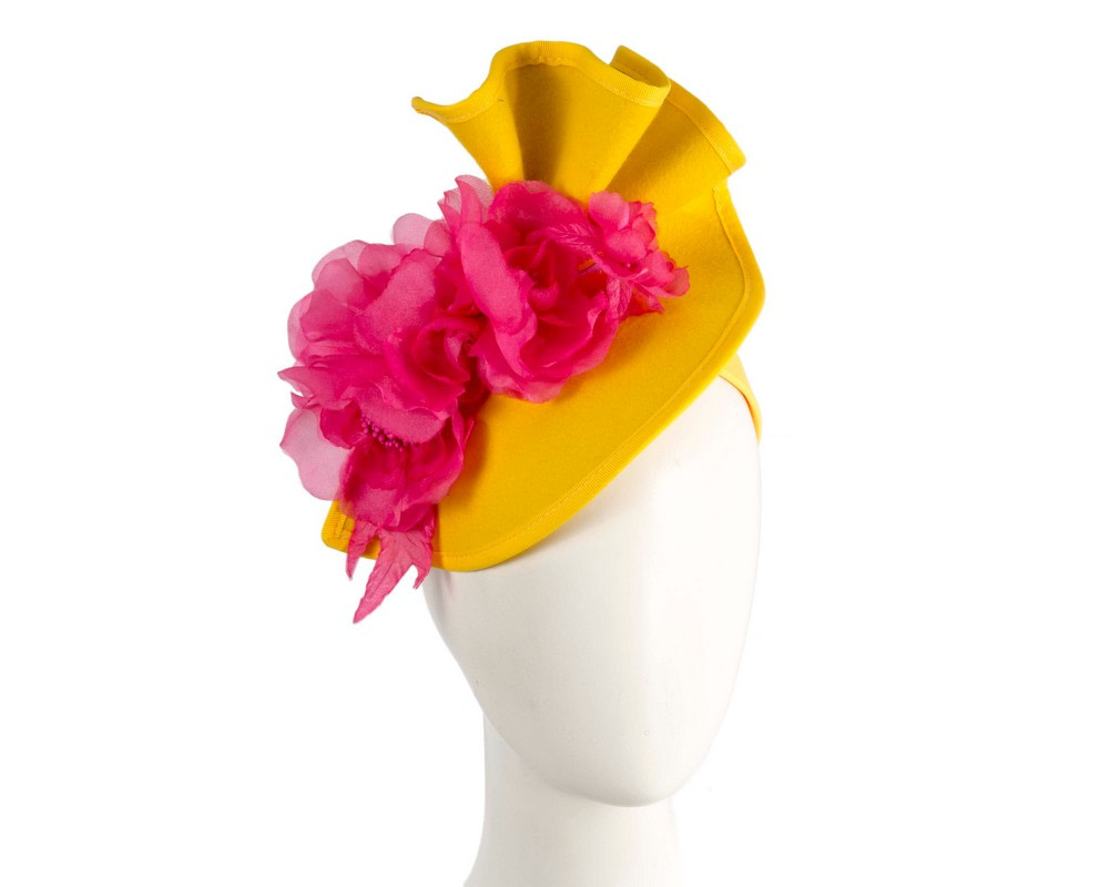 Yellow & Fuchsia winter races fascinator by Fillies Collection - Hats From OZ
