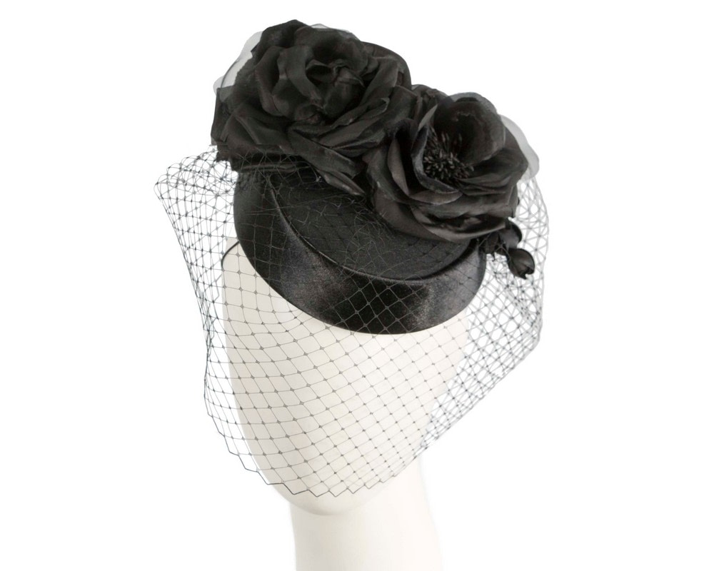Black Australian Made Pillbox Fascinator - Hats From OZ