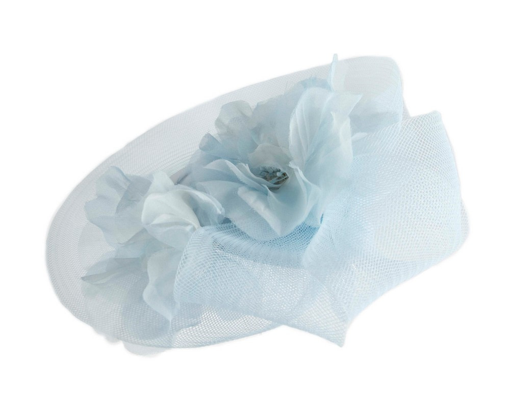 Custom made light blue cocktail hat with flowers - Hats From OZ Custom made light blue cocktail hat with flowers - Image 4