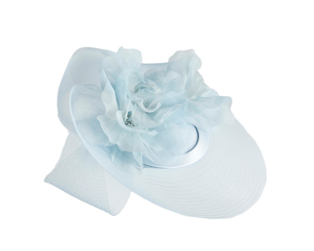 Custom made light blue cocktail hat with flowers - Hats From OZ Custom made light blue cocktail hat with flowers - Image 3