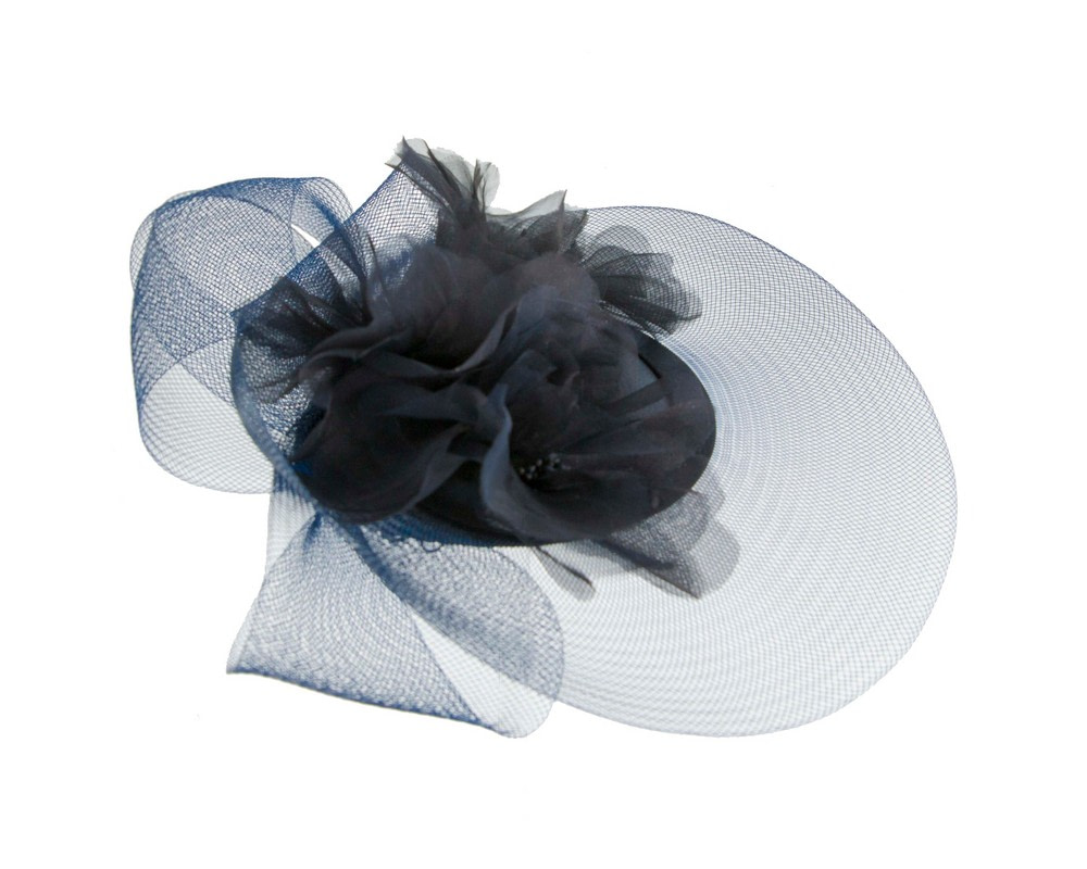 Custom made navy cocktail hat with flowers - Hats From OZ Custom made navy cocktail hat with flowers - Image 3