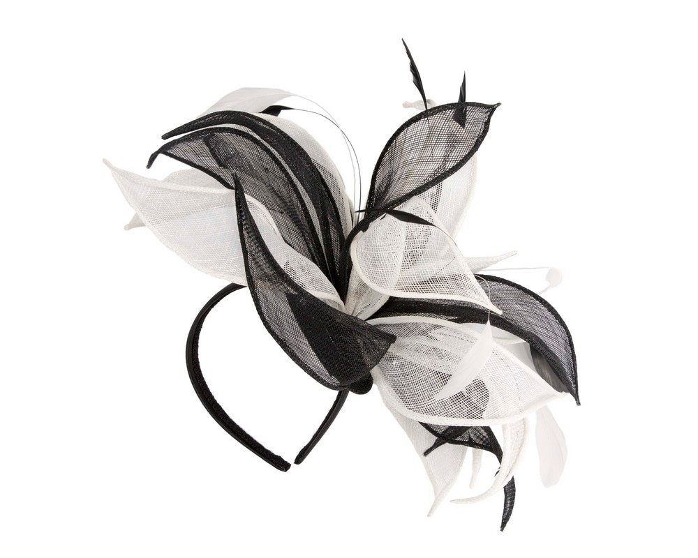 Exclusive black & white sinamay fascinator - Hats From OZ Exclusive black & white sinamay fascinator - Image 4