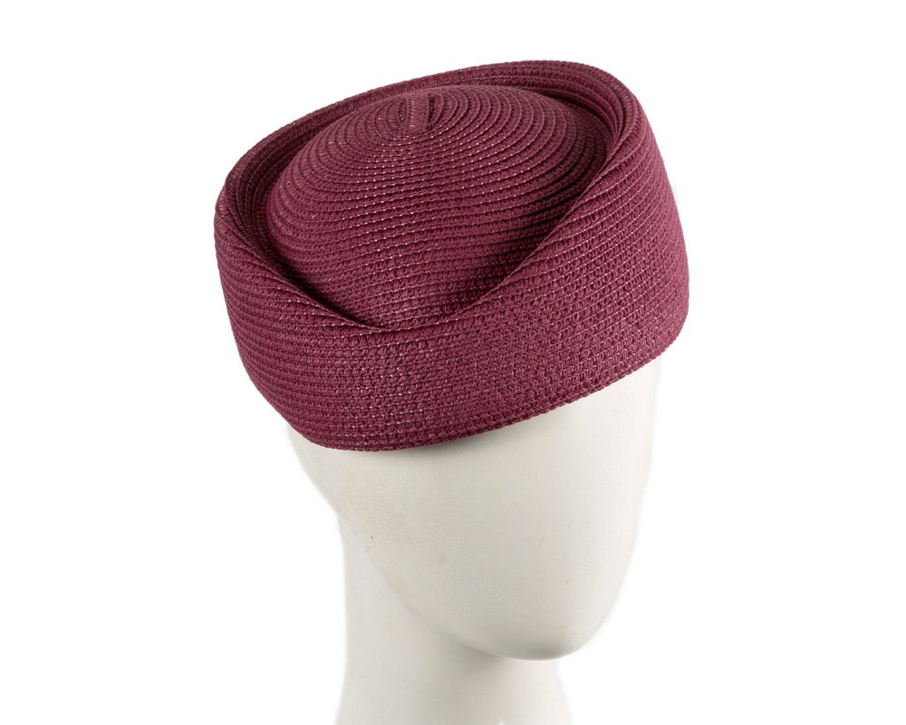 Stylish wine-colored stewardess pillbox hat by Max Alexander - Hats From OZ