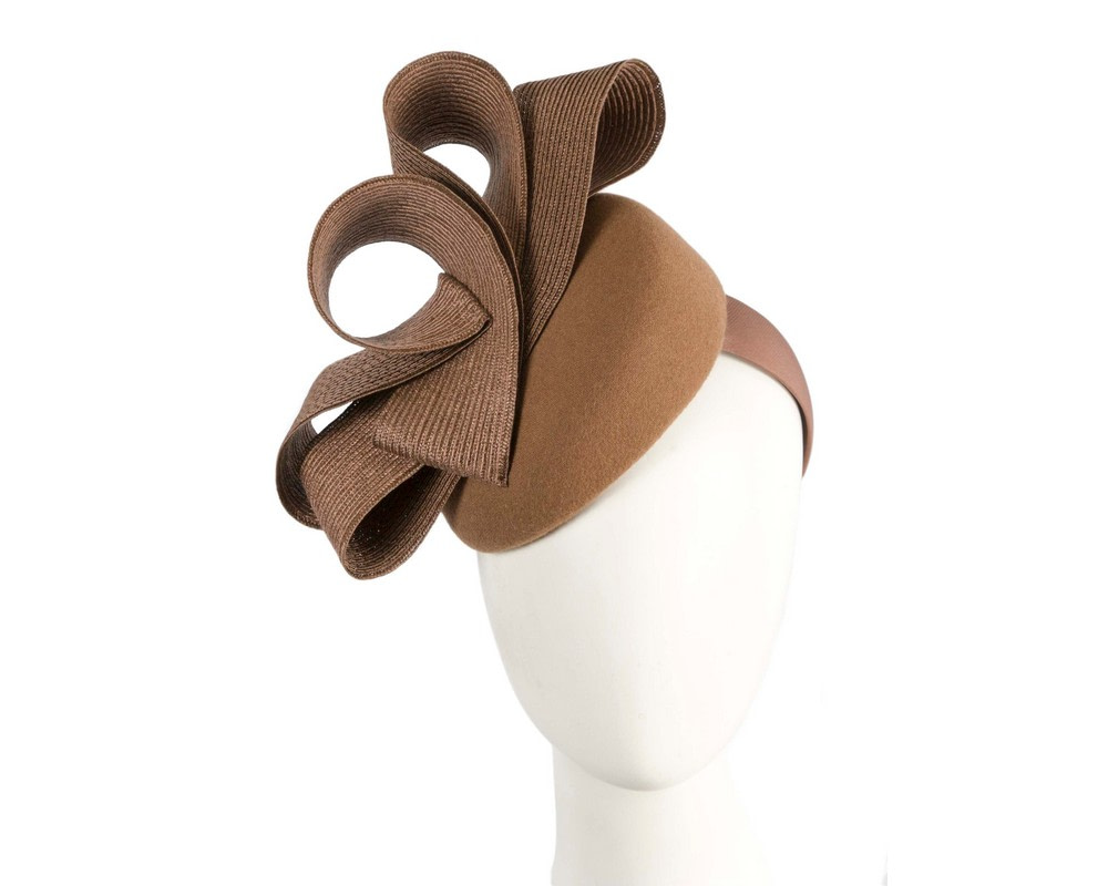 Coffee pillbox winter fascinator by Fillies Collection - Hats From OZ