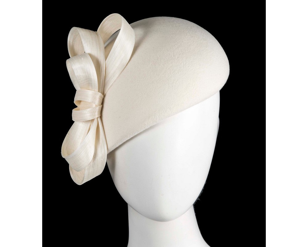 Stylish cream felt beret hat by Fillies Collection - Hats From OZ