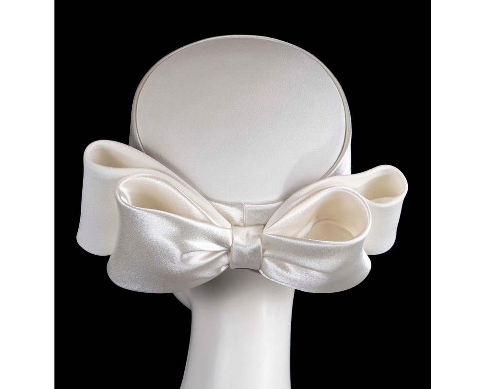 Exclusive large cream pillbox hat by Cupids Millinery - Hats From OZ