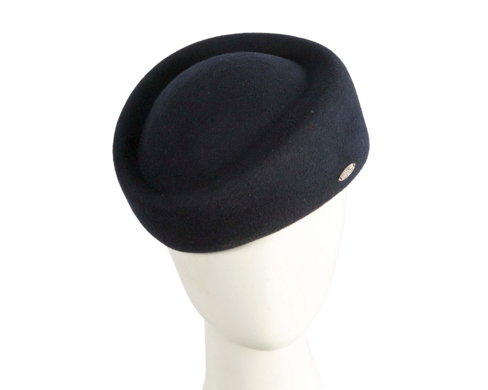 Classic Stewardess Navy Felt Pillbox Hat by Max Alexander - Hats From OZ