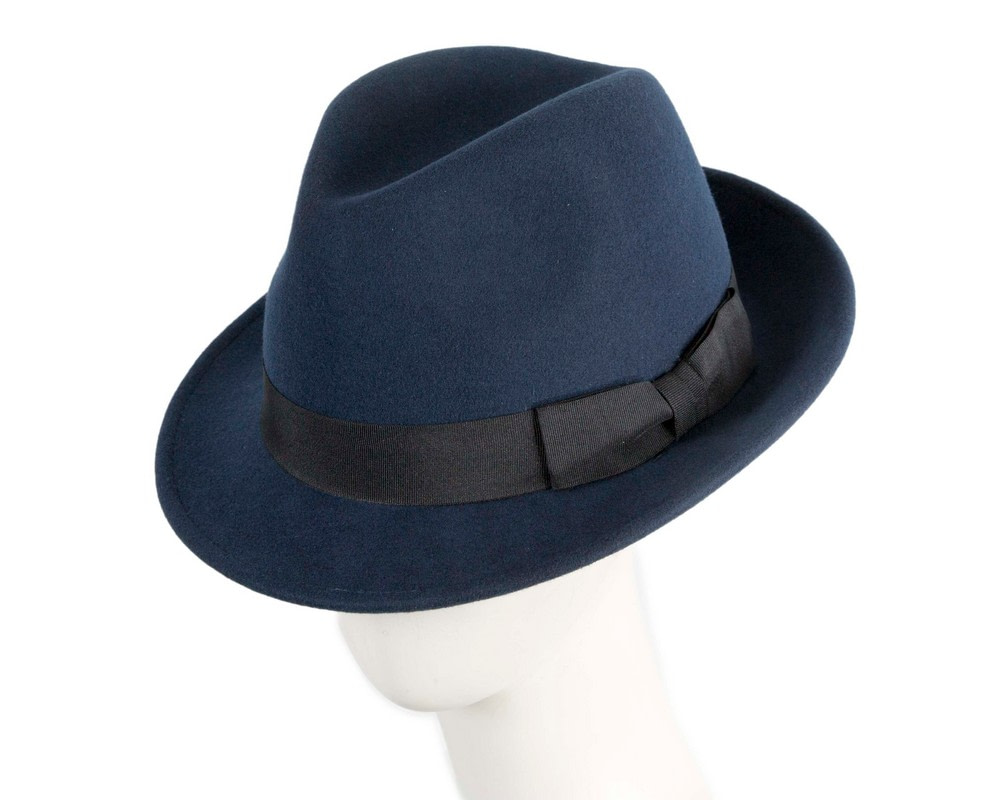 Navy & Black Fedora Felt Blues Brothers Homburg Hat - Hats From OZ